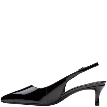 CLARKS WOMENS LOW HEEL SLING BACK - BLACK LEATHER